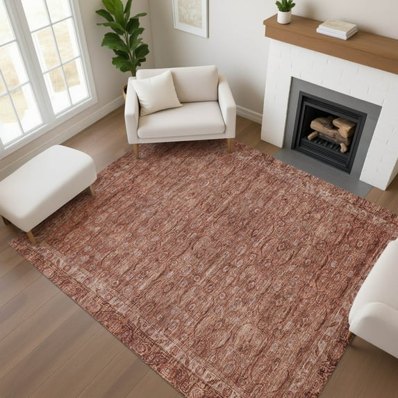Addison Rugs Mayfield Premium Machine Washable Traditional Border Terracotta Rectangle Rug, 2'6" x 3'10"
