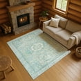 thumbnail image 1 of Addison Rugs Mayfield Premium Machine Washable Traditional Border Turquoise Rectangle Rug, 9' x 12', 1 of 7