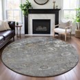 thumbnail image 1 of Addison Rugs Mayfield Premium Machine Washable Traditional Formal Gray Round Rug, 8' x 8', 1 of 5