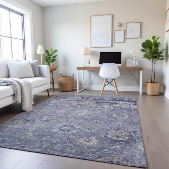 Addison Rugs Mayfield Premium Machine Washable Traditional Formal Lavender Rectangle Rug, 9' x 12'