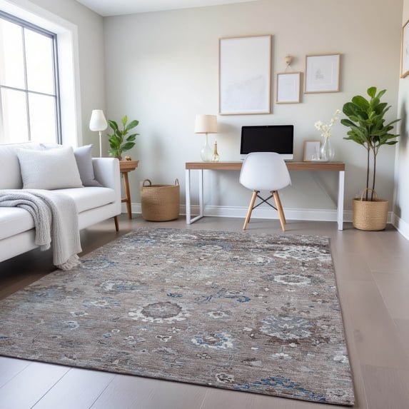 Addison Rugs Mayfield Premium Machine Washable Traditional Formal Taupe Rectangle Rug, 9' x 12'
