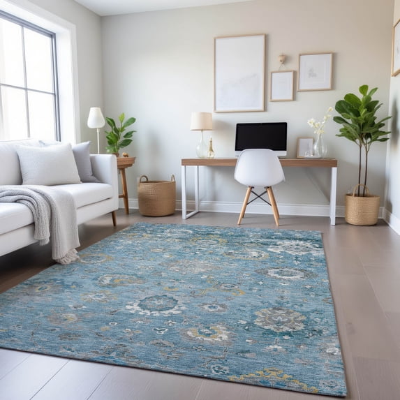 Addison Rugs Mayfield Premium Machine Washable Traditional Formal Teal Rectangle Rug, 8' x 10'