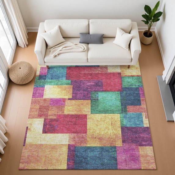 Addison Rugs Mayfield Premium Machine Washable Traditional Geometric Gold Rectangle Rug, 3' x 5'
