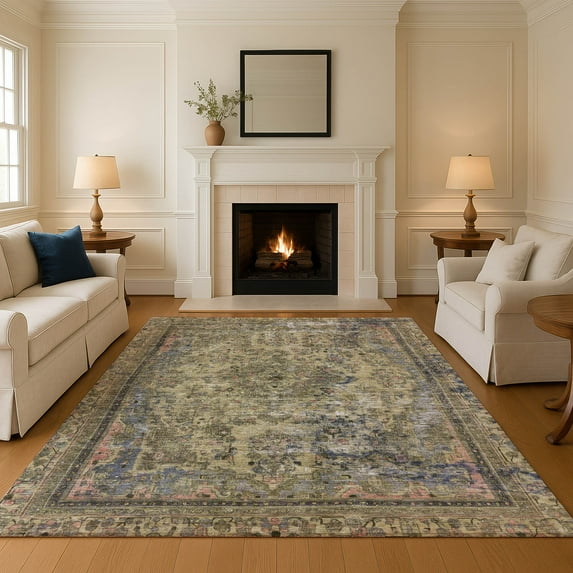 Addison Rugs Mayfield Premium Machine Washable Traditional Global Aloe Rectangle Rug, 2'6" X 3'10" Machine Washable Traditional Global Aloe Oversized Sherpa Throw Blanket