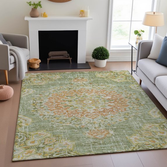 Addison Rugs Mayfield Premium Machine Washable Traditional Global Aloe Rectangle Rug, 5' x 7'6"