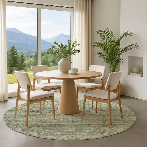 Addison Rugs Mayfield Premium Machine Washable Traditional Global Aloe Round Rug, 8' x 8'