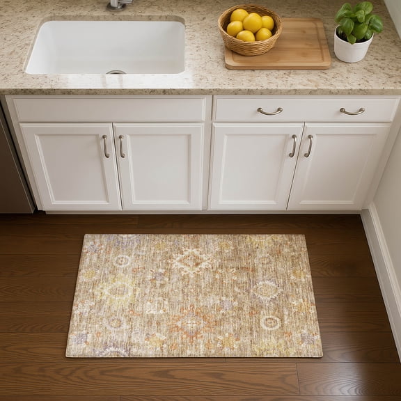 Addison Rugs Mayfield Premium Machine Washable Traditional Global Beige Rectangle Rug, 1'8" x 2'6"