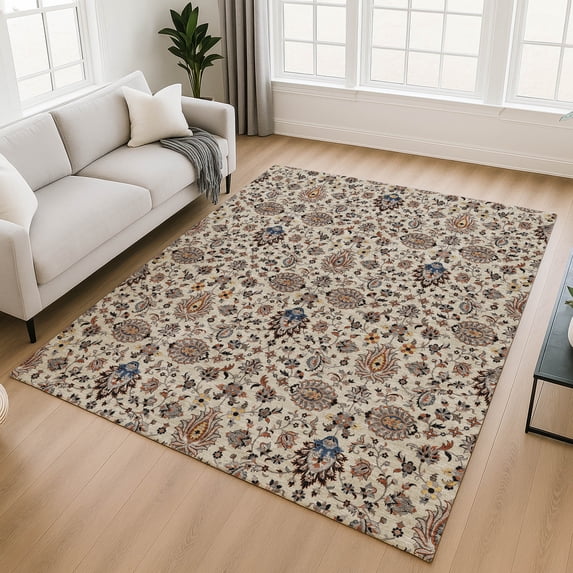 Addison Rugs Mayfield Premium Machine Washable Traditional Global Beige Rectangle Rug, 10' x 14'