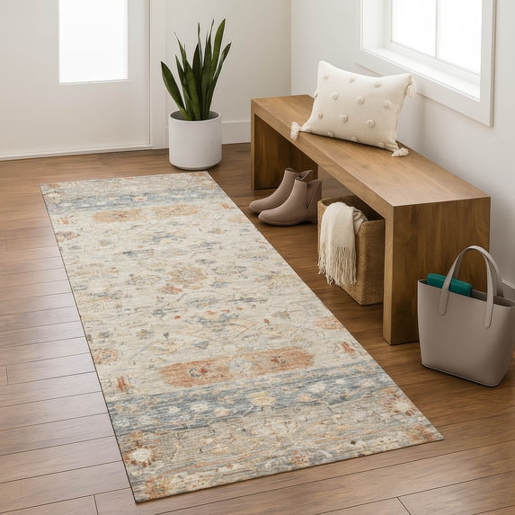 Addison Rugs Mayfield Premium Machine Washable Traditional Global Beige Runner Rug, 2'3" x 7'6"