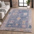 thumbnail image 1 of Addison Rugs Mayfield Premium Machine Washable Traditional Global Blue Rectangle Rug, 8' X 10' Machine Washable Traditional Global Blue Oversized Sherpa Throw Blanket, 1 of 6
