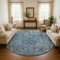 thumbnail image 1 of Addison Rugs Mayfield Premium Machine Washable Traditional Global Blue Round Rug, 8' x 8', 1 of 6
