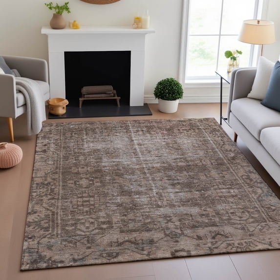 Addison Rugs Mayfield Premium Machine Washable Traditional Global Brown Rectangle Rug, 8' x 10'