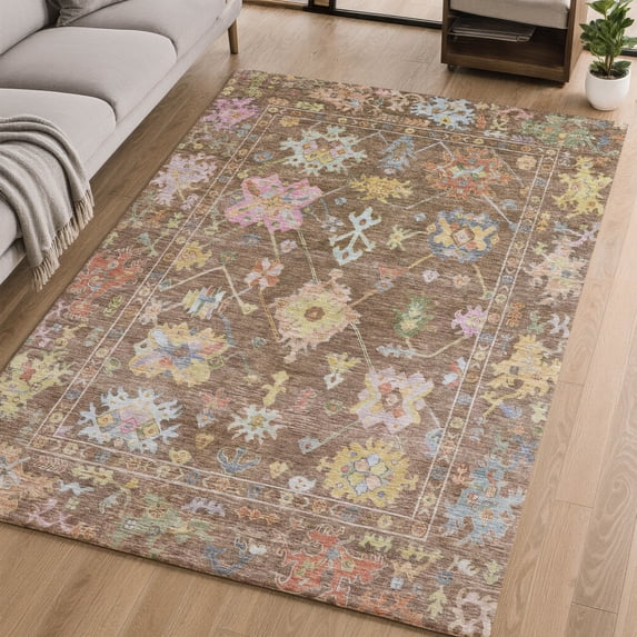 Addison Rugs Mayfield Premium Machine Washable Traditional Global Brown Rectangle Rug, 8' x 10'