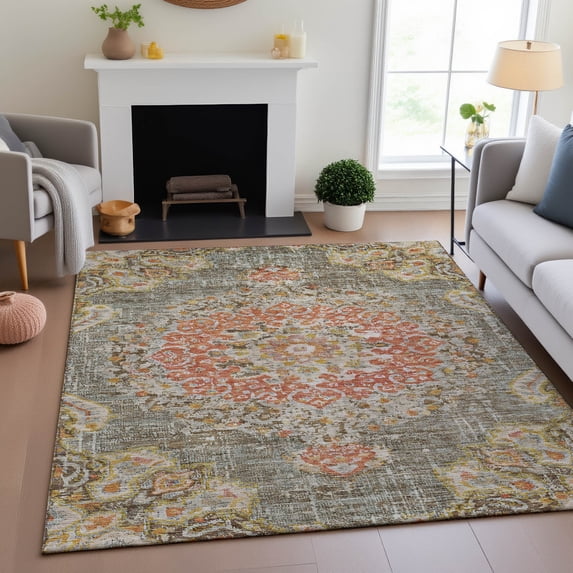 Addison Rugs Mayfield Premium Machine Washable Traditional Global Brown Rectangle Rug, 8' x 10'
