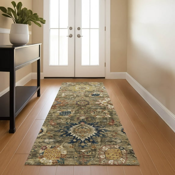 Addison Rugs Mayfield Premium Machine Washable Traditional Global Brown Runner Rug, 2'3" x 7'6"
