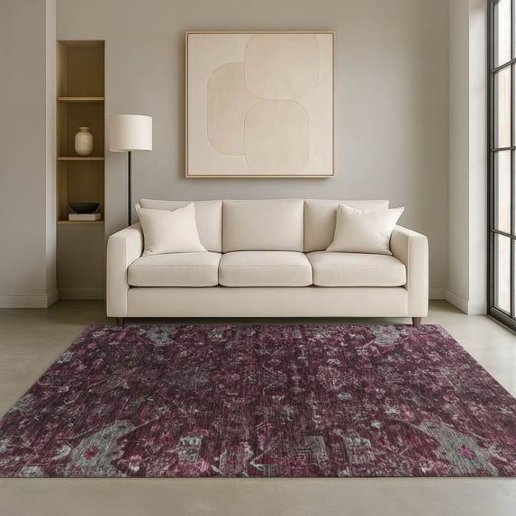 Addison Rugs Mayfield Premium Machine Washable Traditional Global Burgundy Rectangle Rug, 5' x 7'6"