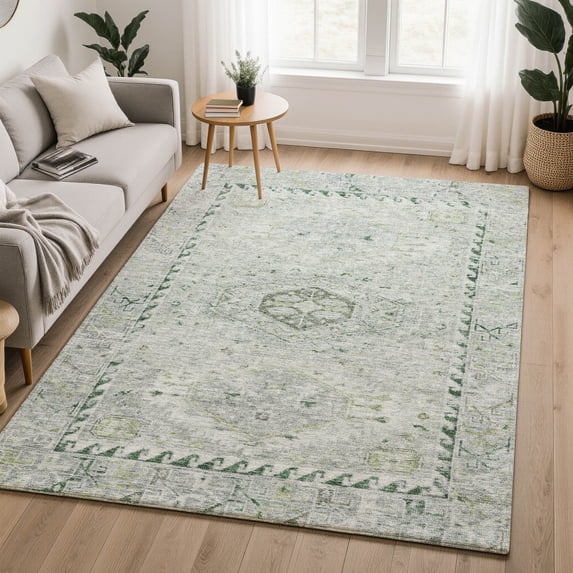 Addison Rugs Mayfield Premium Machine Washable Traditional Global Celery Rectangle Rug, 3' x 5'