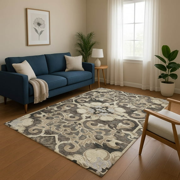 Addison Rugs Mayfield Premium Machine Washable Traditional Global Chocolate Rectangle Rug, 2'6" x 3'10"