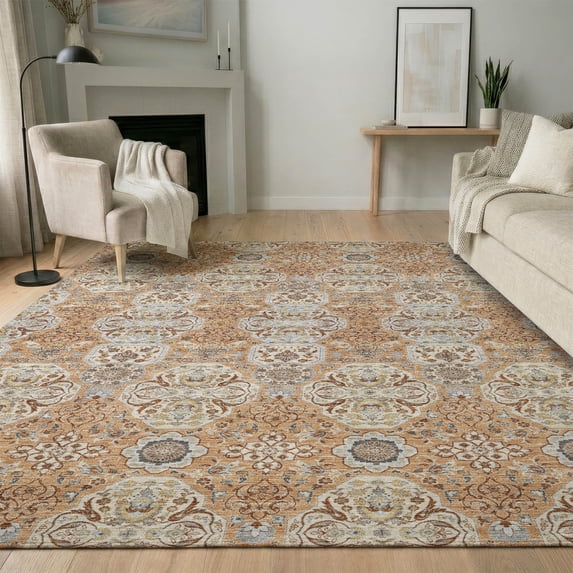 Addison Rugs Mayfield Premium Machine Washable Traditional Global Copper Rectangle Rug, 10' x 14'