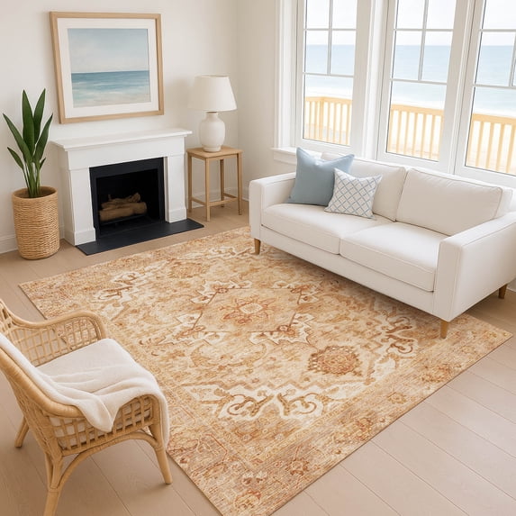 Addison Rugs Mayfield Premium Machine Washable Traditional Global Copper Rectangle Rug, 3' x 5'