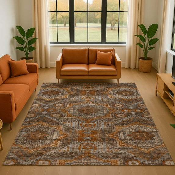 Addison Rugs Mayfield Premium Machine Washable Traditional Global Copper Rectangle Rug, 5' x 7'6"