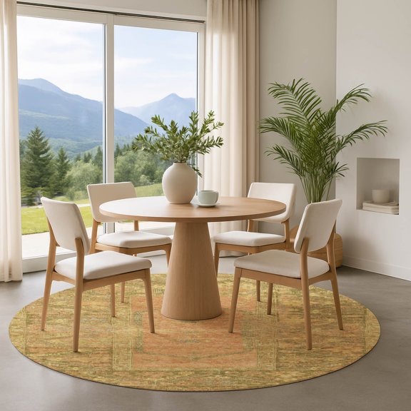 Addison Rugs Mayfield Premium Machine Washable Traditional Global Coral Round Rug, 8' x 8'