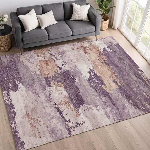 Addison Rugs Mayfield Premium Machine Washable Traditional Global Eggplant Rectangle Rug, 5' x 7'6"