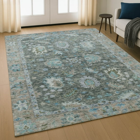 Addison Rugs Mayfield Premium Machine Washable Traditional Global Fern Rectangle Rug, 8' X 10' Machine Washable Traditional Global Fern Oversized Sherpa Throw Blanket