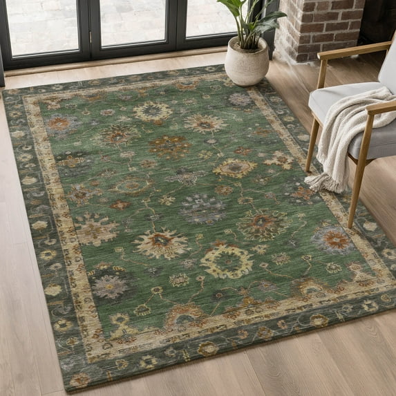 Addison Rugs Mayfield Premium Machine Washable Traditional Global Fern Rectangle Rug, 9' X 12' Machine Washable Traditional Global Fern Oversized Sherpa Throw Blanket