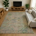 thumbnail image 1 of Addison Rugs Mayfield Premium Machine Washable Traditional Global Green Rectangle Rug, 2'6" X 3'10" Machine Washable Traditional Global Green Oversized Sherpa Throw Blanket, 1 of 7