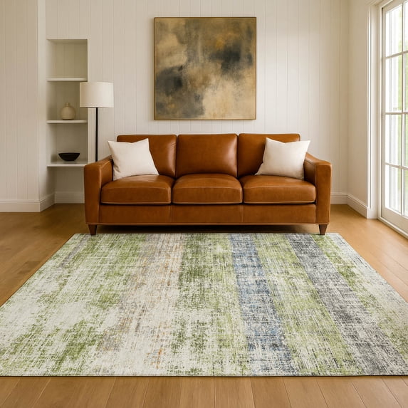 Addison Rugs Mayfield Premium Machine Washable Traditional Global Green Rectangle Rug, 8' x 10'