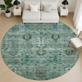 thumbnail image 1 of Addison Rugs Mayfield Premium Machine Washable Traditional Global Green Round Rug, 8' x 8', 1 of 6