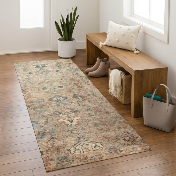 Addison Rugs Mayfield Premium Machine Washable Traditional Global Khaki Runner Rug, 2'3" x 7'6"