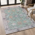 thumbnail image 1 of Addison Rugs Mayfield Premium Machine Washable Traditional Global Mint Rectangle Rug, 9' X 12' Machine Washable Traditional Global Mint Oversized Sherpa Throw Blanket, 1 of 6