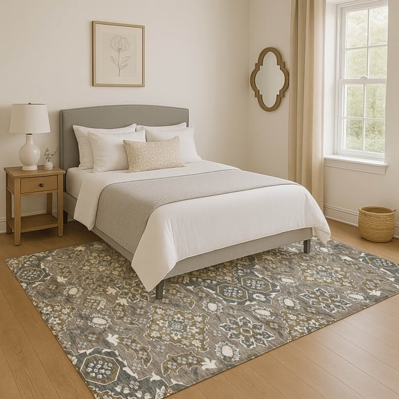 Addison Rugs Mayfield Premium Machine Washable Traditional Global Mocha Rectangle Rug, 5' x 7'6"