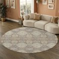 thumbnail image 1 of Addison Rugs Mayfield Premium Machine Washable Traditional Global Mocha Round Rug, 8' x 8', 1 of 8