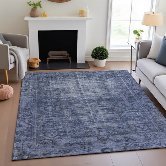 Addison Rugs Mayfield Premium Machine Washable Traditional Global Navy Rectangle Rug, 10' x 14'