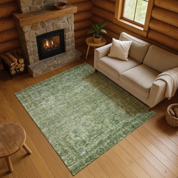 Addison Rugs Mayfield Premium Machine Washable Traditional Global Olive Rectangle Rug, 8' x 10'