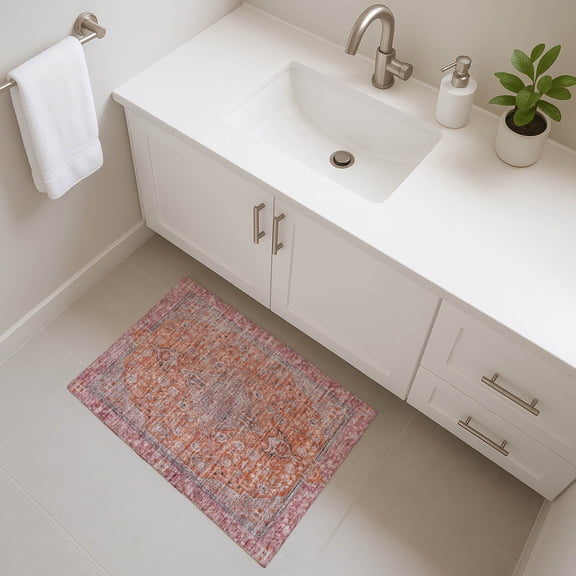 Addison Rugs Mayfield Premium Machine Washable Traditional Global Orange Rectangle Rug, 1'8" X 2'6" Machine Washable Traditional Global Orange Oversized Sherpa Throw Blanket