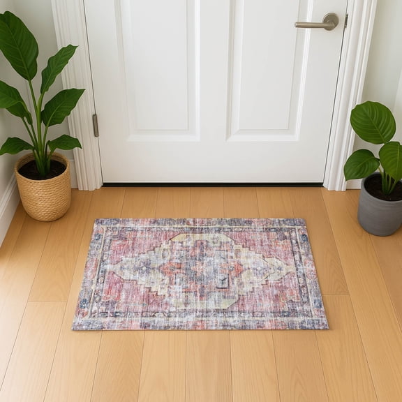 Addison Rugs Mayfield Premium Machine Washable Traditional Global Paprika Rectangle Rug, 1'8" x 2'6"
