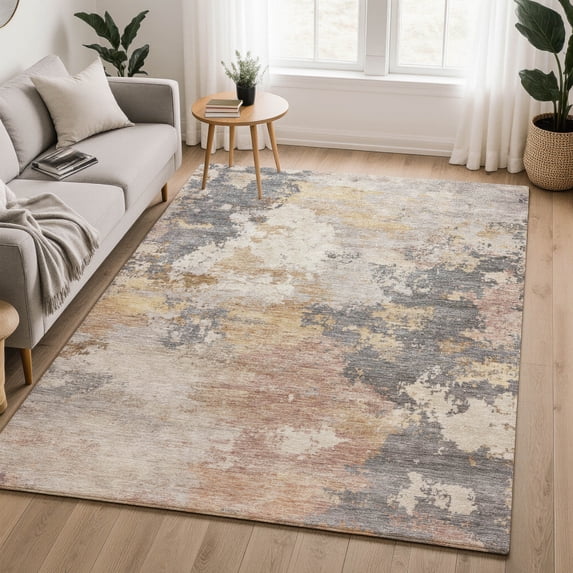 Addison Rugs Mayfield Premium Machine Washable Traditional Global Pewter Rectangle Rug, 3' x 5'