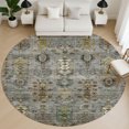 thumbnail image 1 of Addison Rugs Mayfield Premium Machine Washable Traditional Global Pewter Round Rug, 8' X 8' Machine Washable Traditional Global Pewter Oversized Sherpa Throw Blanket, 1 of 6