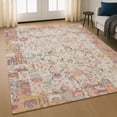 thumbnail image 1 of Addison Rugs Mayfield Premium Machine Washable Traditional Global Pink Rectangle Rug, 9' X 12' Machine Washable Traditional Global Pink Oversized Sherpa Throw Blanket, 1 of 6