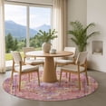 thumbnail image 1 of Addison Rugs Mayfield Premium Machine Washable Traditional Global Pink Round Rug, 8' x 8', 1 of 6