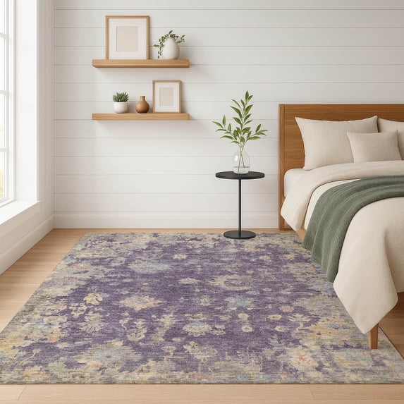 Addison Rugs Mayfield Premium Machine Washable Traditional Global Plum Rectangle Rug, 10' x 14'