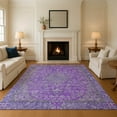 thumbnail image 1 of Addison Rugs Mayfield Premium Machine Washable Traditional Global Purple Rectangle Rug, 5' X 7'6" Machine Washable Traditional Global Purple Oversized Sherpa Throw Blanket, 1 of 7