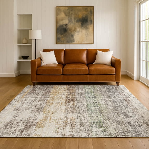 Addison Rugs Mayfield Premium Machine Washable Traditional Global Putty Rectangle Rug, 3' x 5'