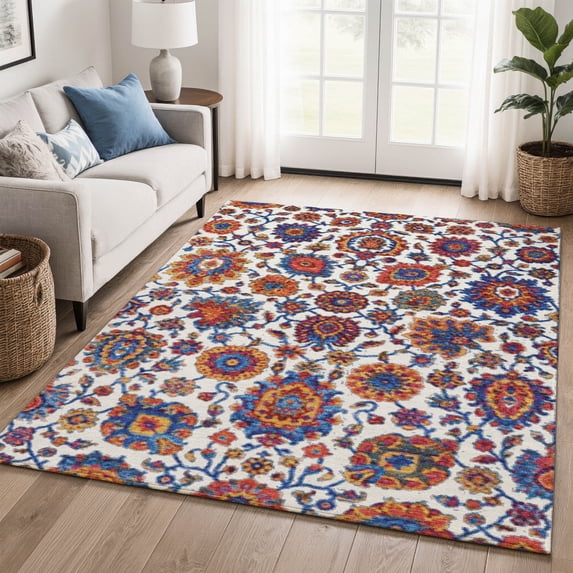 Addison Rugs Mayfield Premium Machine Washable Traditional Global Red Rectangle Rug, 8' x 10'