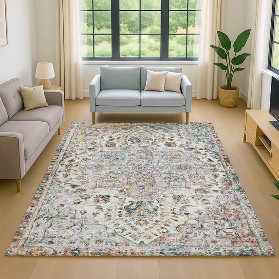Addison Rugs Mayfield Premium Machine Washable Traditional Global Sage Rectangle Rug, 10' x 14'