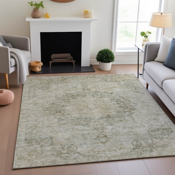Addison Rugs Mayfield Premium Machine Washable Traditional Global Sage Rectangle Rug, 8' x 10'